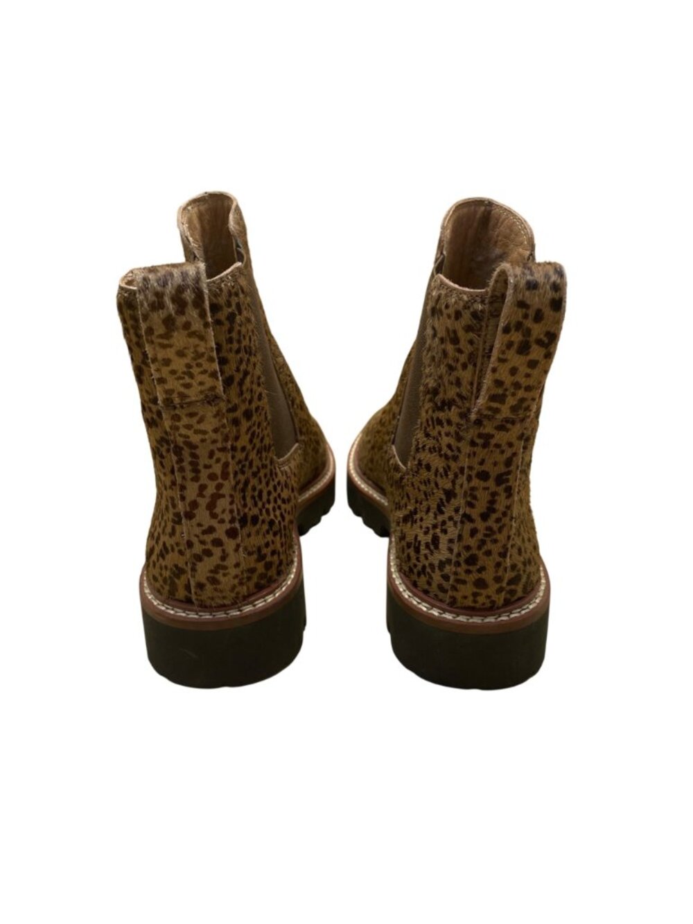Madewell Women's Brown Calf Hair Chelsea Boots Animal Print Leather Size 8.5 - Picture 7 of 9